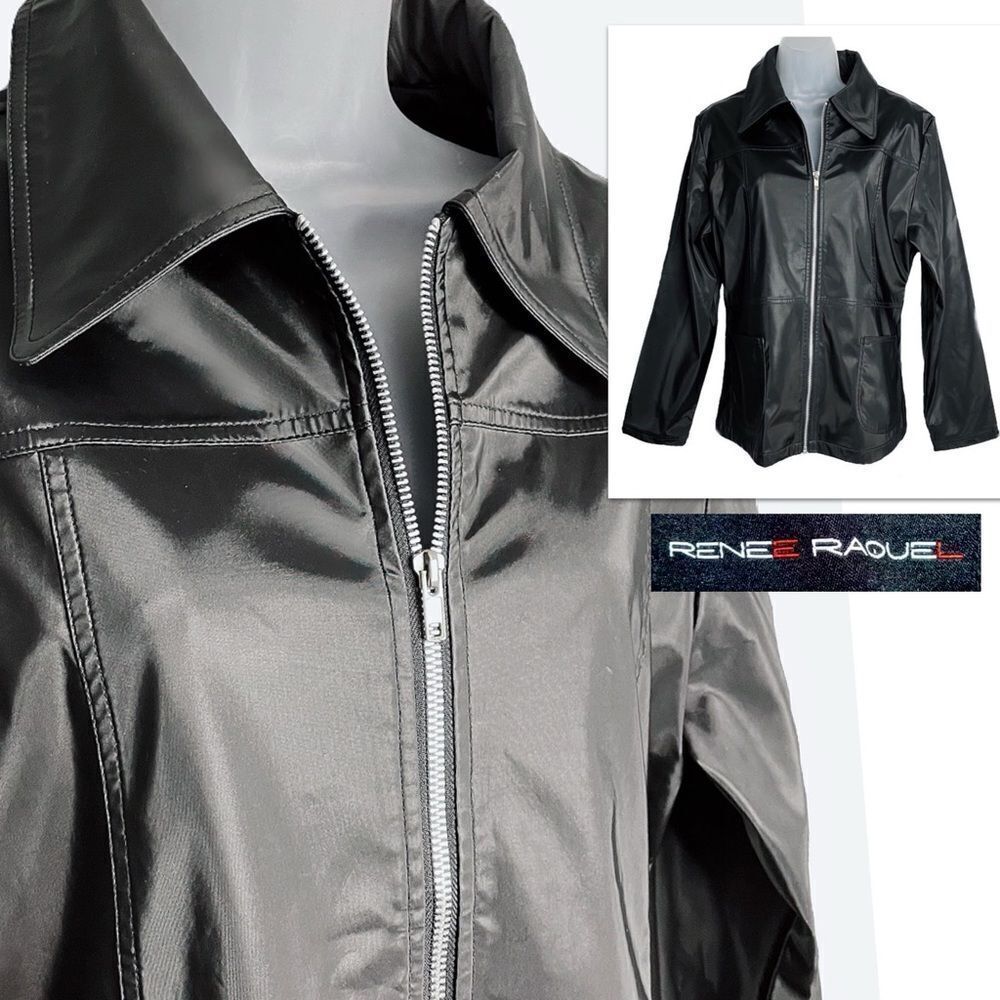 NWOT | Renee Raquel Black Zipper PU Jacket, Large